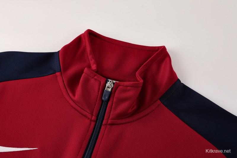 2025 Nike Red/Navy Full Hoodie Zipper Jacket +Long Pants