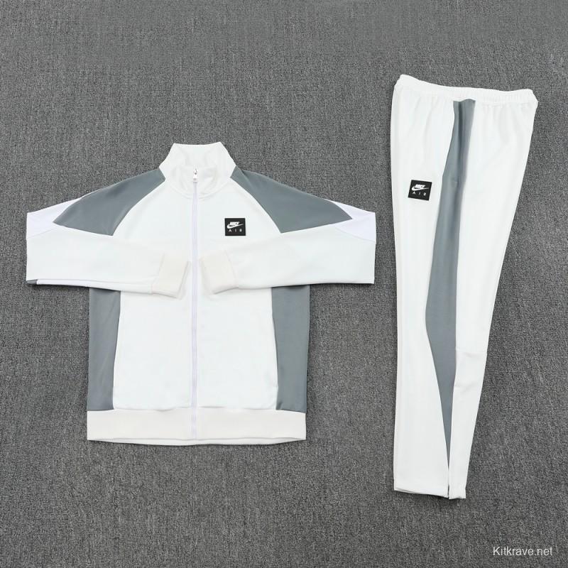 2025 NIKE WHITE/Grey Full Zipper Jacket +Long Pants