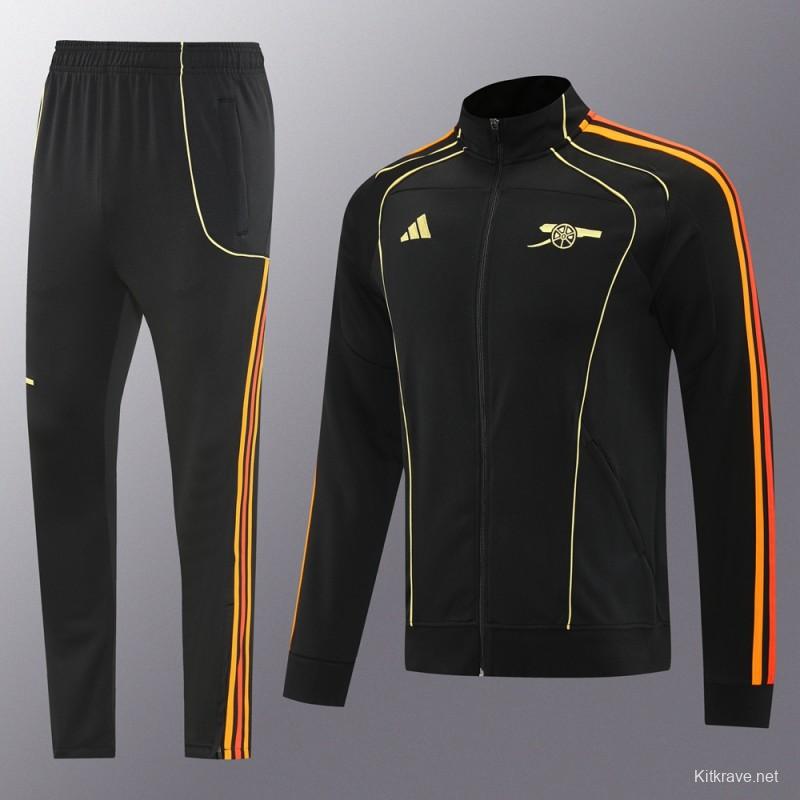 25/26 Arsenal Black Full Zipper Jacket + Long Pants