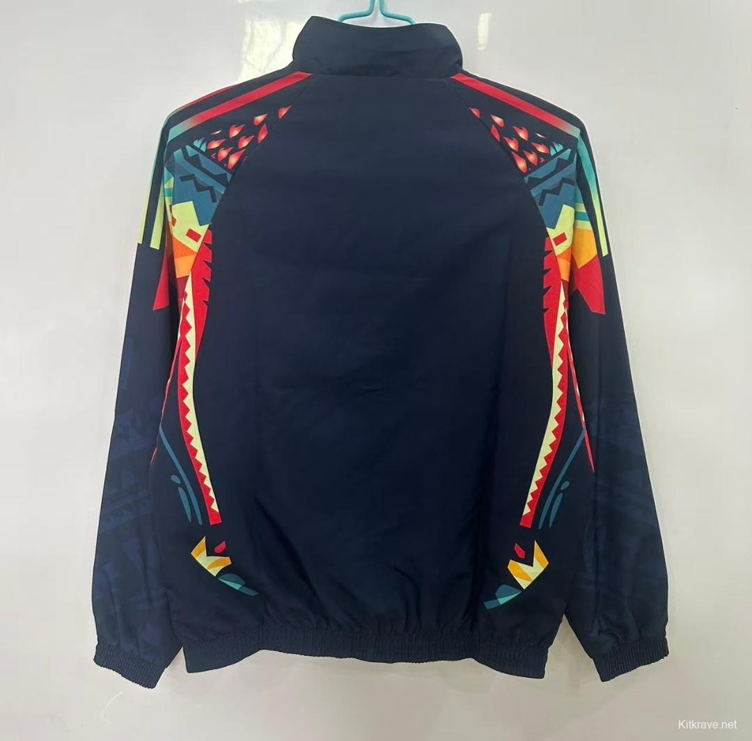 25/26 Club America Navy Blue with Aztec-Inspired Geometric Pattern Windbreaker