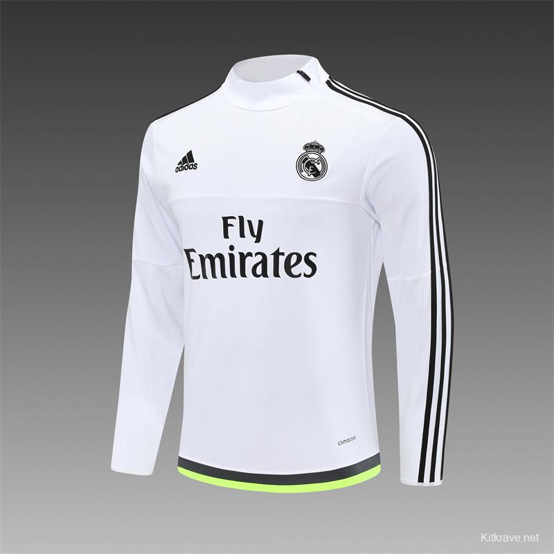 Retro 15/16 Real Madrid White Half Zipper Jacket