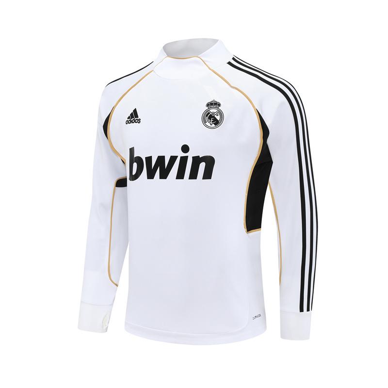 Retro 11/12 Real Madrid White Half Zipper Jacket