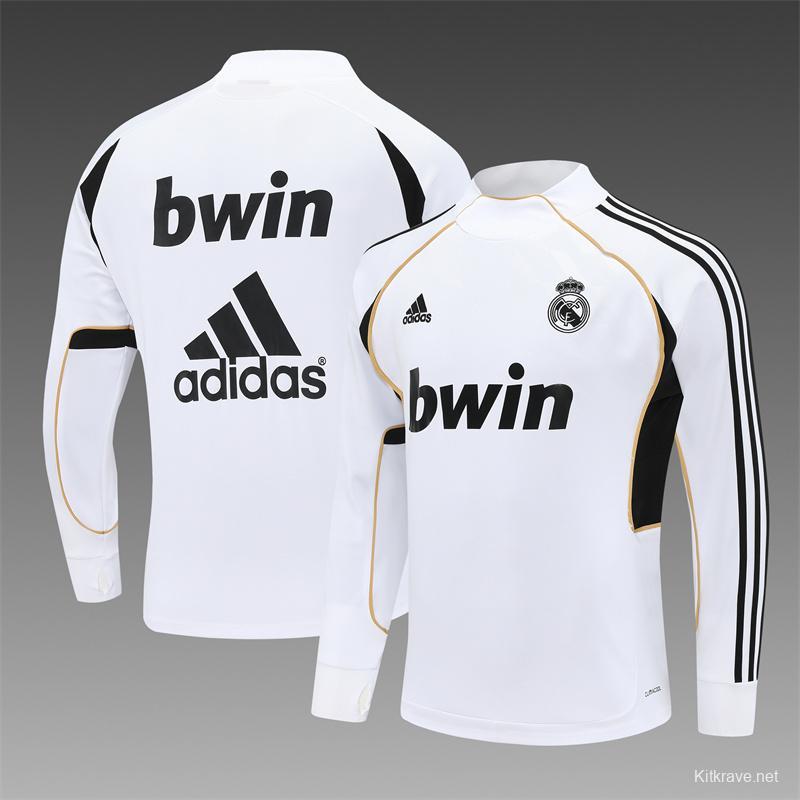 Retro 11/12 Real Madrid White Half Zipper Jacket