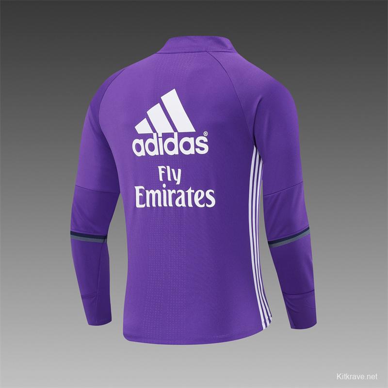 Retro 16/17 Real Madrid Purple Half Zipper Jacket+Long Pants