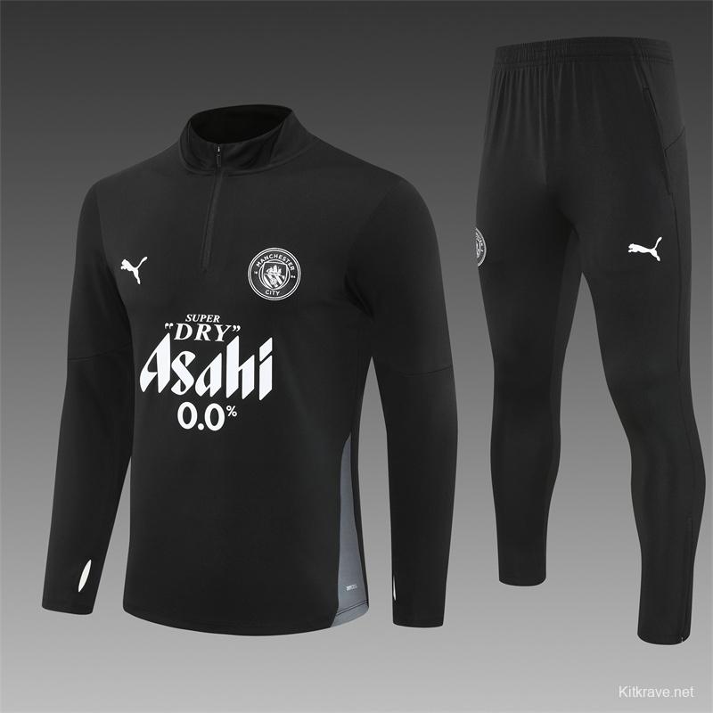 25/26 Manchester City Black Half Zipper Jacket+Long Pants