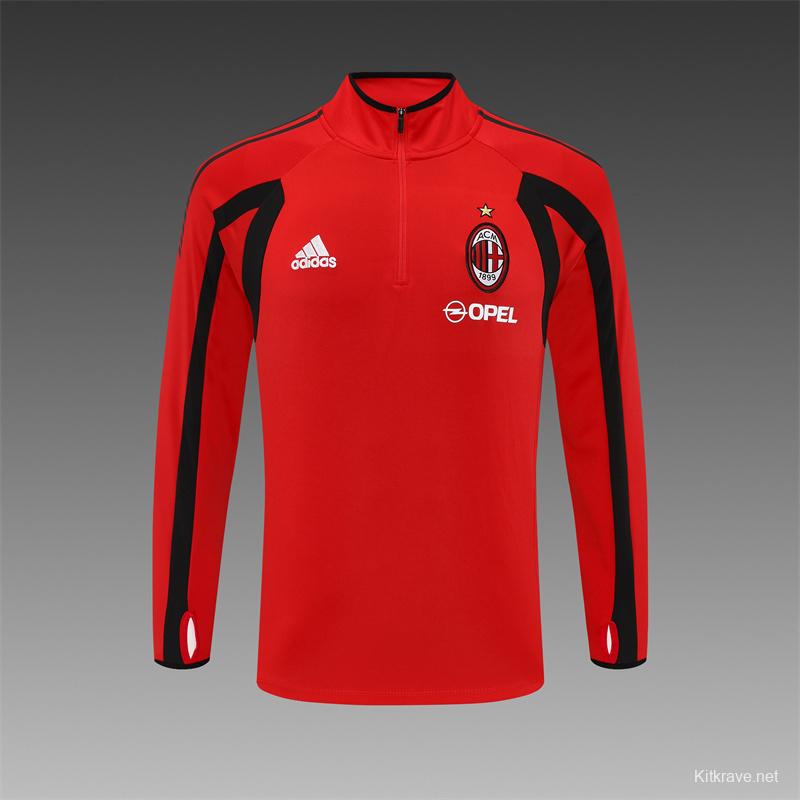 Retro 05/06 AC Milan Red Half Zipper Jacket+Long Pants