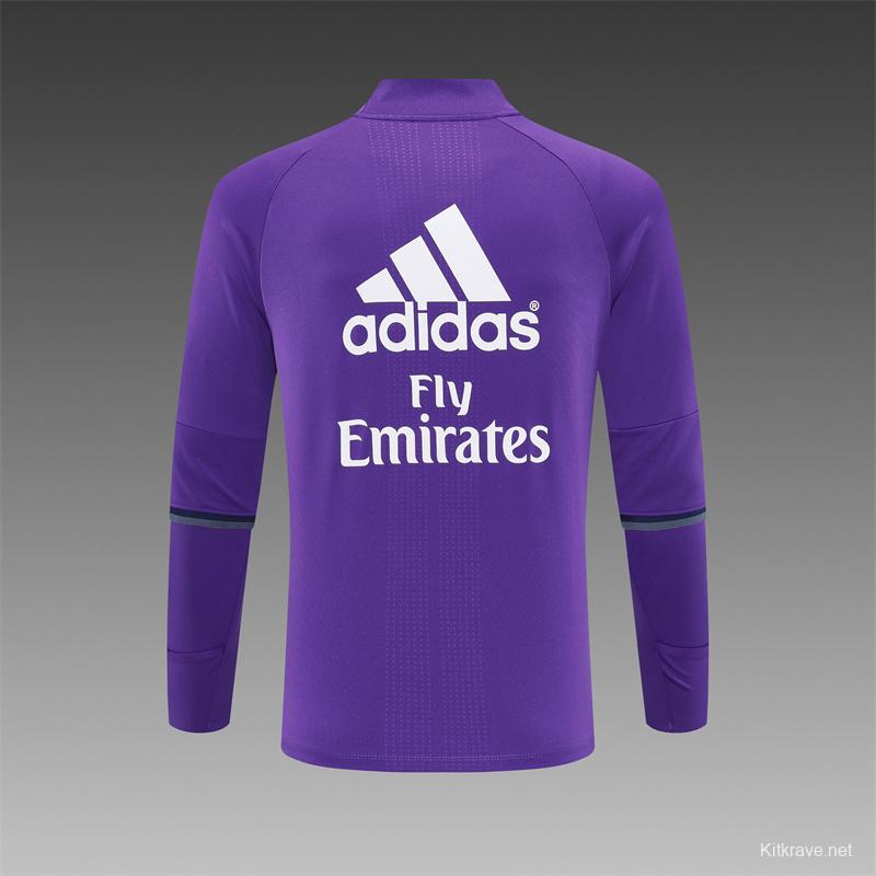 Retro 16/17 Real Madrid Purple Half Zipper Jacket