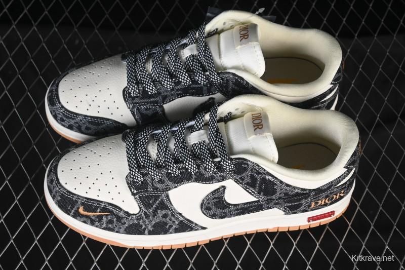 Nike SB Dunk Low Dior Collaboration Denim Print Low-Top Casual Skate Shoes - SD6688-001