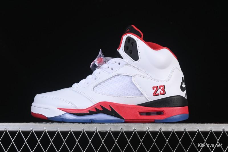 Nike Air Jordan 5 Retro Fire Red Black Tongue Basketball Shoes - HQ7978-101
