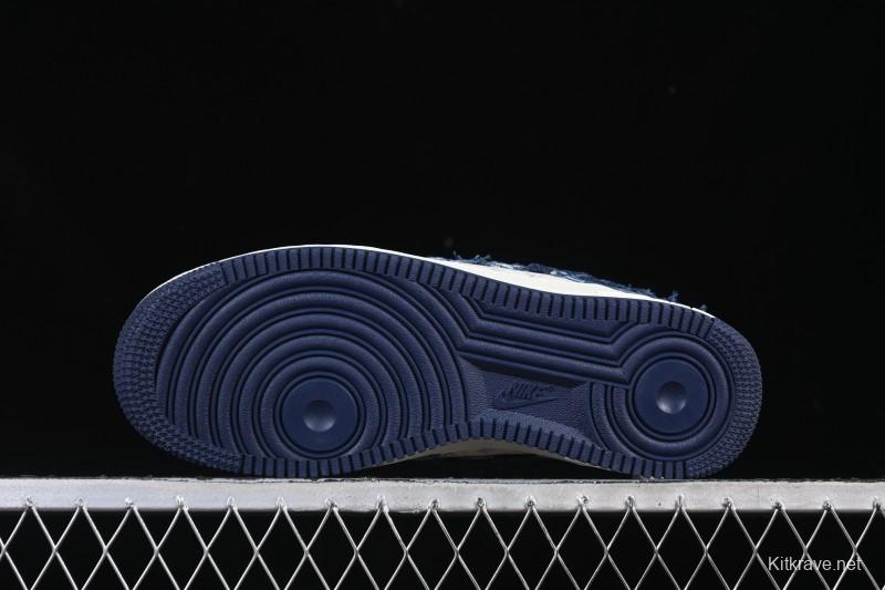Nike Air Force 1 '07 Low Casual Sneakers in White Navy Blue - YF9511-816
