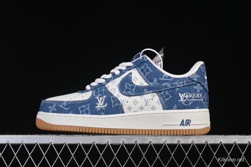 Nike Air Force 1 '07 Low LV Collaboration White Navy Blue Casual Sneakers - YF9511-813