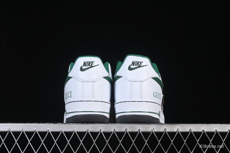 Nike Air Force 1 '07 Low Gucci Collaboration Pattern Grass Green Casual Sneakers - AH8462-004