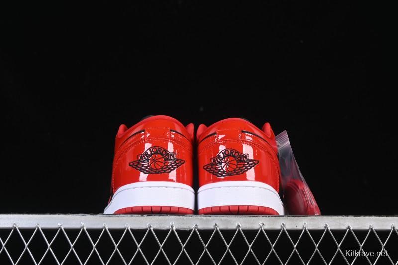 Nike Air Jordan 1 Low AJ1 Patent Leather Black Red Low-Top Casual Sneakers HV4089-006