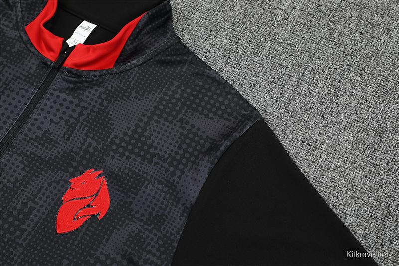 25/26 AC Milan Black Camouflage Half Zipper Jacket+Long Pants