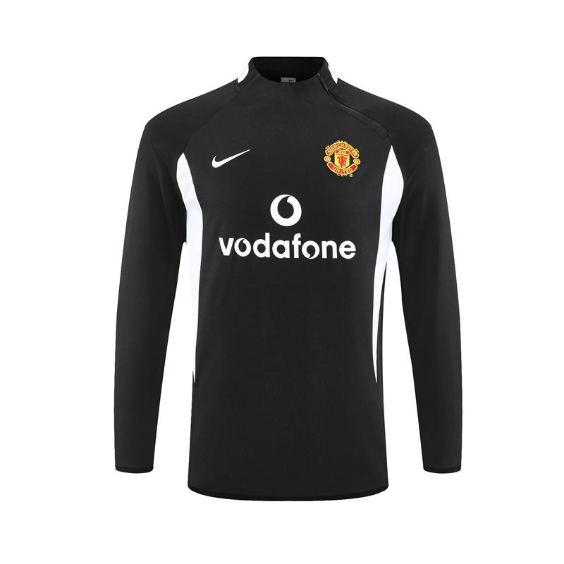 Retro 02/03 Manchester United Black Half Zipper Jacket+Long Pants