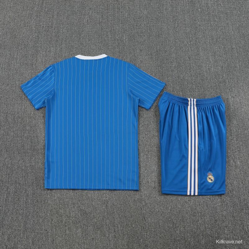 25/26 Real Madrid Adidas Original Blue Short Sleeve Jersey+Shorts