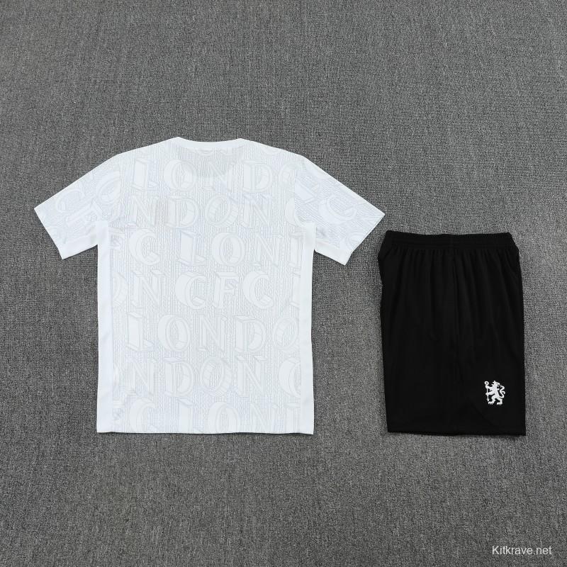 25/26 Chelsea White Short Sleeve Jersey+Shorts