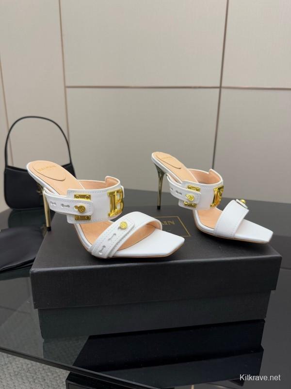 Balmain 2025 SS Metal Heel High Heel Sandals - KFY00320