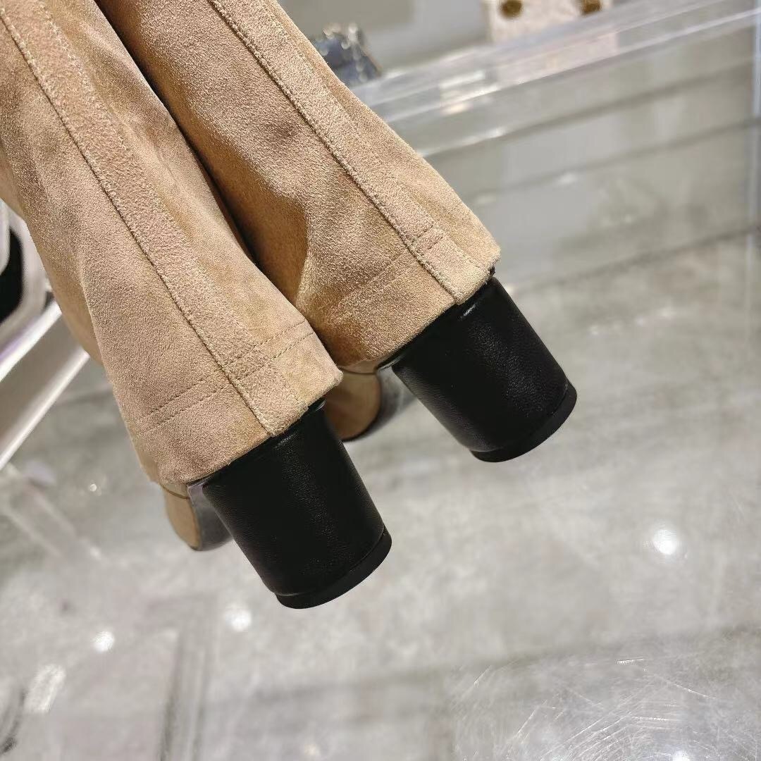 Chanel 2025/SS Coco Runway Turn-Cuff Chunky Heel Straight Tube Boots Classic Color Block - LY00400