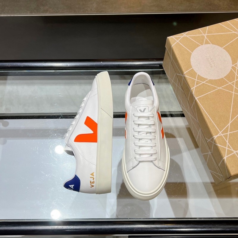 VEJA Classic White Sneakers V Logo Lace-Up Retro Flat Thick Sole Casual Sports Shoes - LY00220
