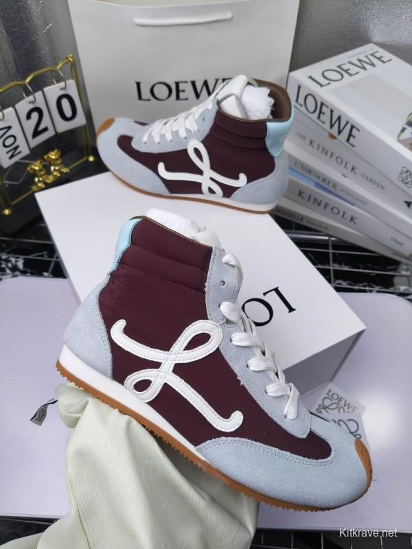 LOEWE High-Top German Training Sneakers Retro Fashion Casual White Shoes - LY00330