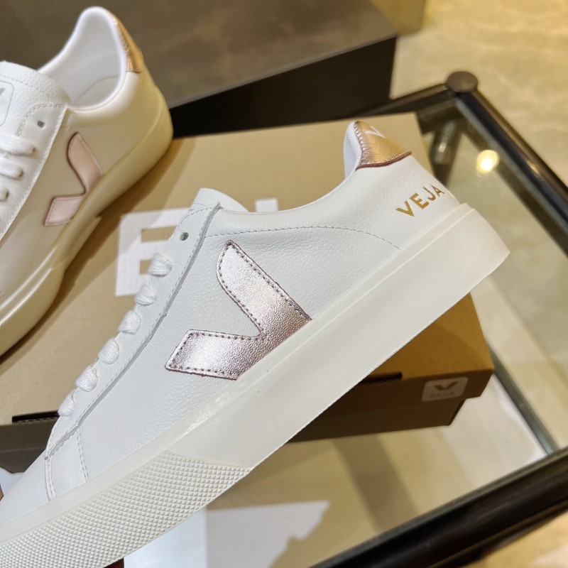 VEJA Classic White Sneakers V Logo Lace-Up Retro Flat Thick Sole Casual Sports Shoes - LY00220/LY00230