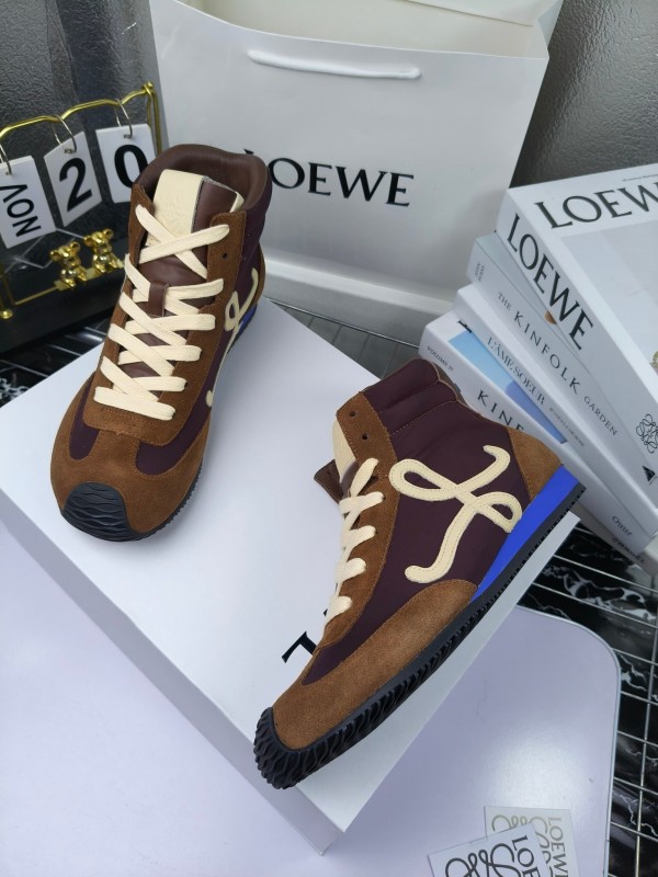LOEWE High-Top German Training Sneakers Retro Fashion Casual White Shoes - LY00330