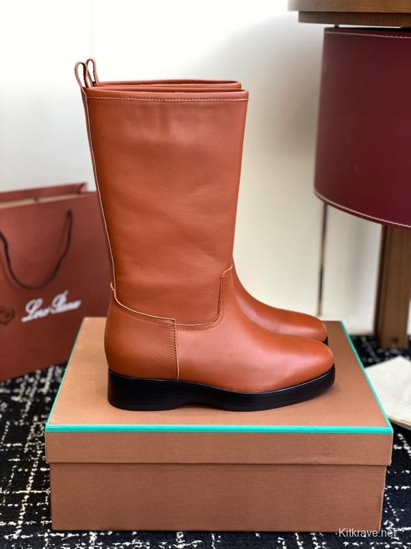 Brunello Cucinelli Classic Spring BC Calfskin High Top Thick Sole Riding Boots Long Boots - KFY00450