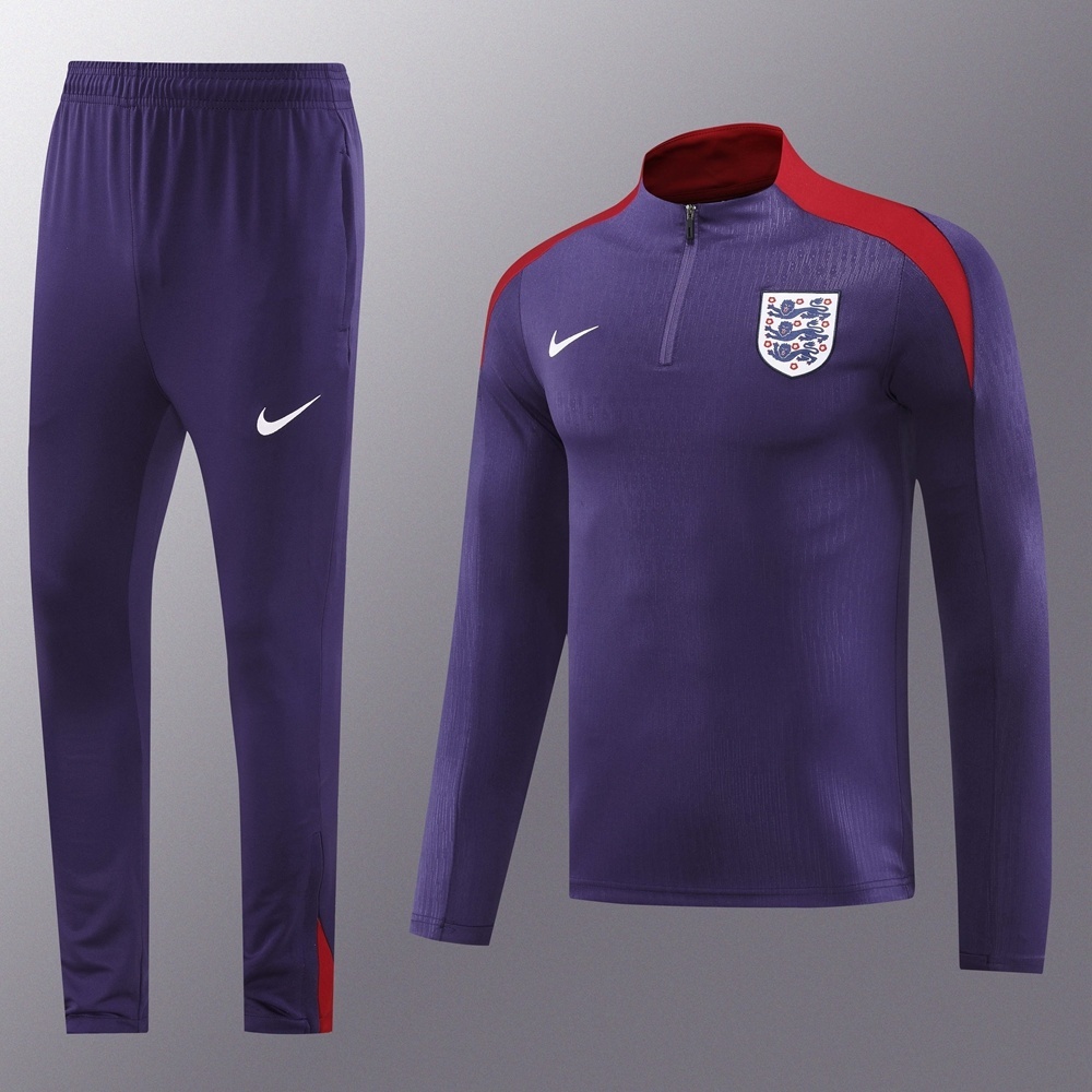 2025 England Purple Half Zipper Jacket+Long Pants