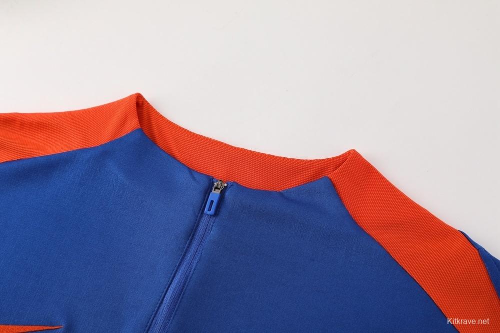 2025 Netherlands Blue Half Zipper Jacket+Long Pants