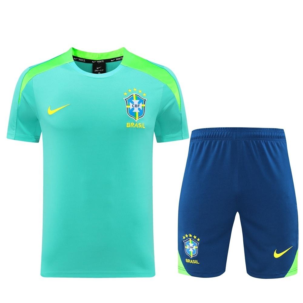 2025 Brazil Lake Green Short Sleeve+Soccer Shorts
