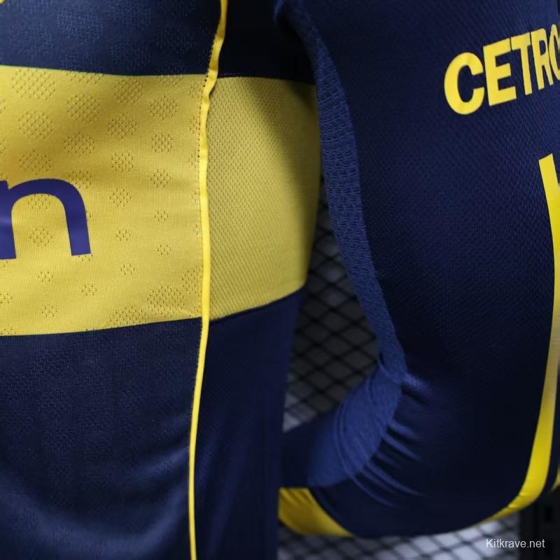 25/26 Player Version Boca Juniors Home Navy Blue with Yellow Chest Band Long Sleeve Jersey