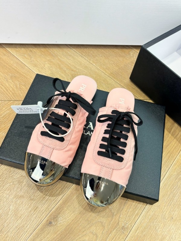 Prada 2025 SS Metal Toe Thin Sole Trainer Casual Shoes - LY00270