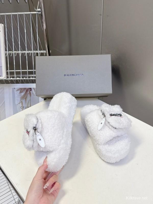 Balenciaga 2025 SS Couple Edition Coca-Cola Fur Slides - KFY00230