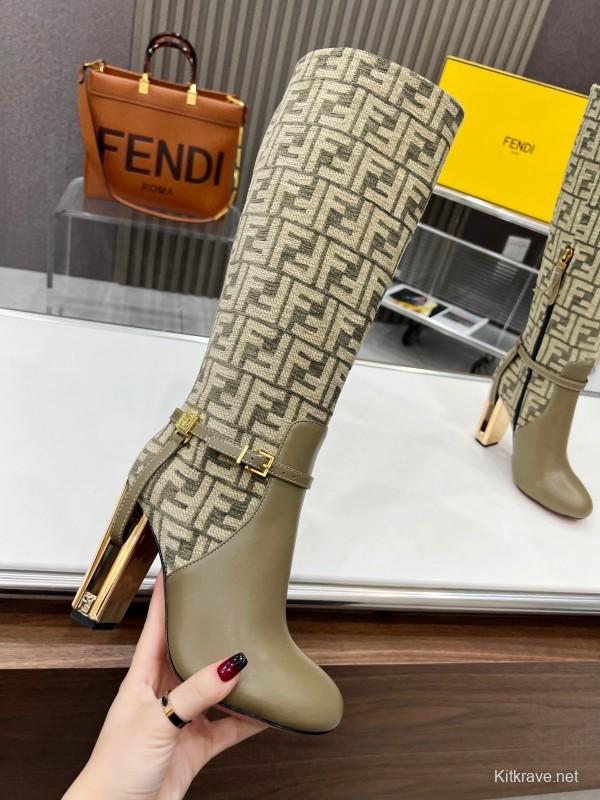 FENDI Delfina Round Toe Boots with FF Buckle - LY00