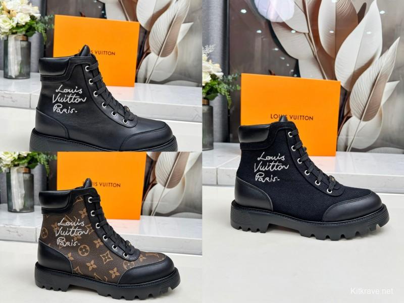 Louis Vuitton Territory Flat Boots with LV Circle Logo and Rubber Outsole - LY00310