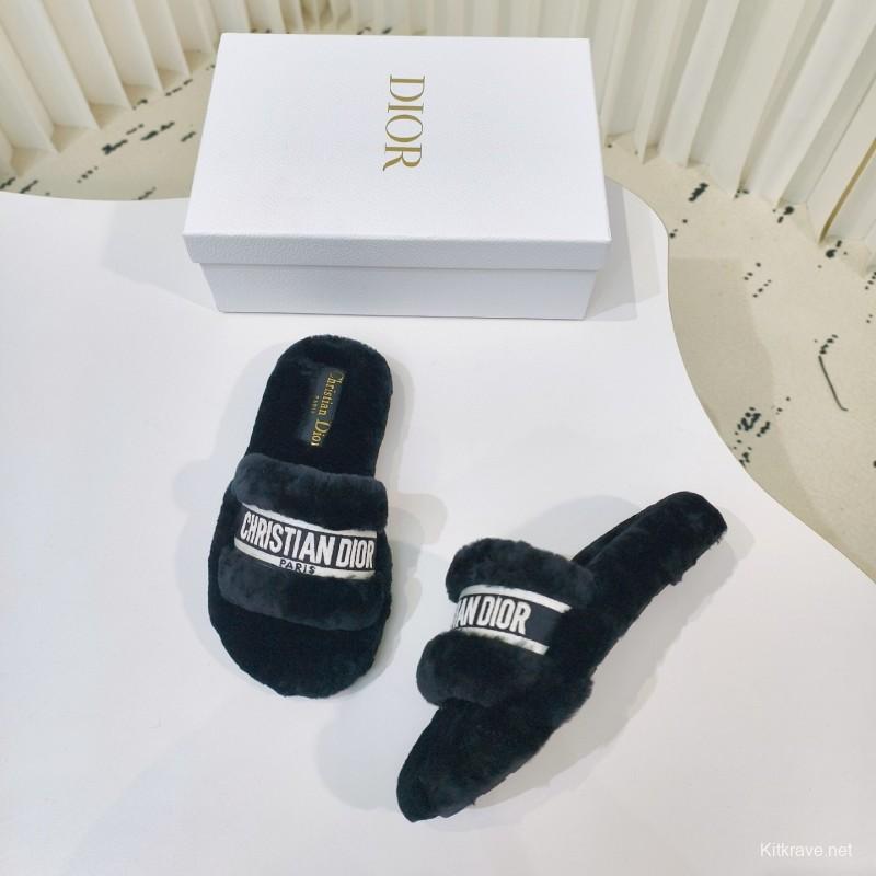 Dior Metal Buckle Wool Slippers Series - 2025SS