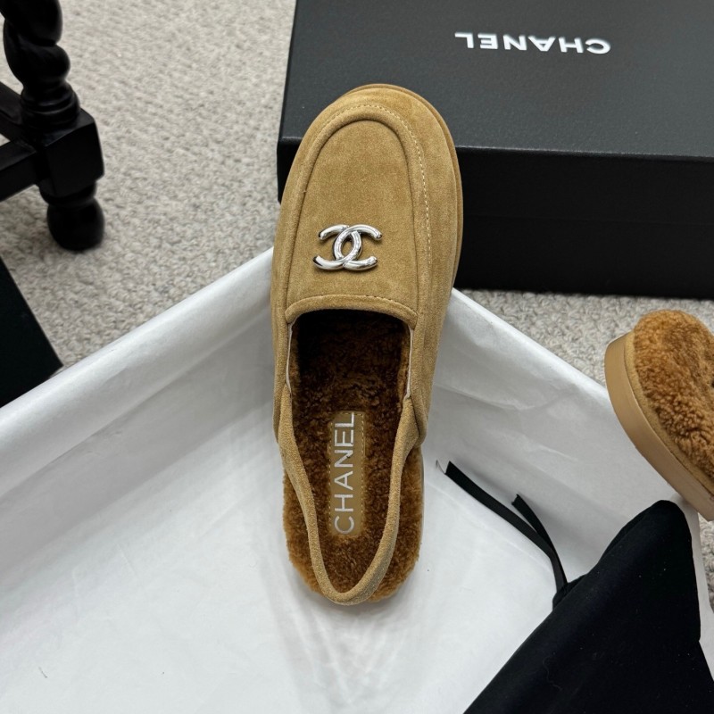 Chanel 2025/SS Teddy Fur Loafers with Double C Logo - KFY00300