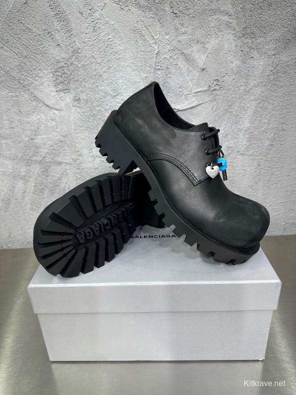 Adidas Derby Shoe, Slightly Asymmetrical Round Toe Lace-Up, Imported Cowhide Leather - AS00460