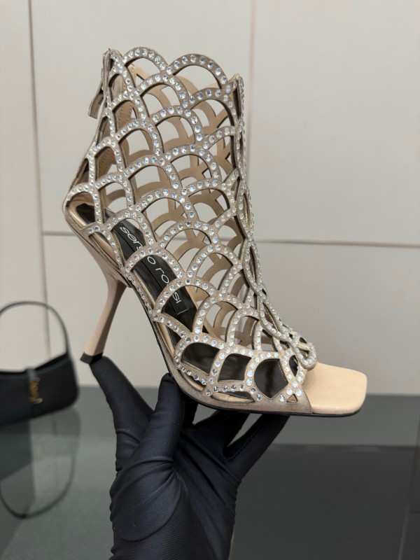 Sergio Rossi Mermaid Sandals 2025/SS Collection with Fishnet Design - KFY00470
