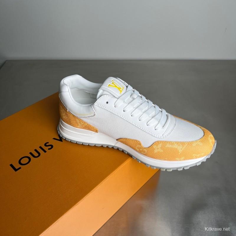 Lv Run Away Calfskin Leather Round Toe Lace-Up Low Top Casual Shoes Men's - YC