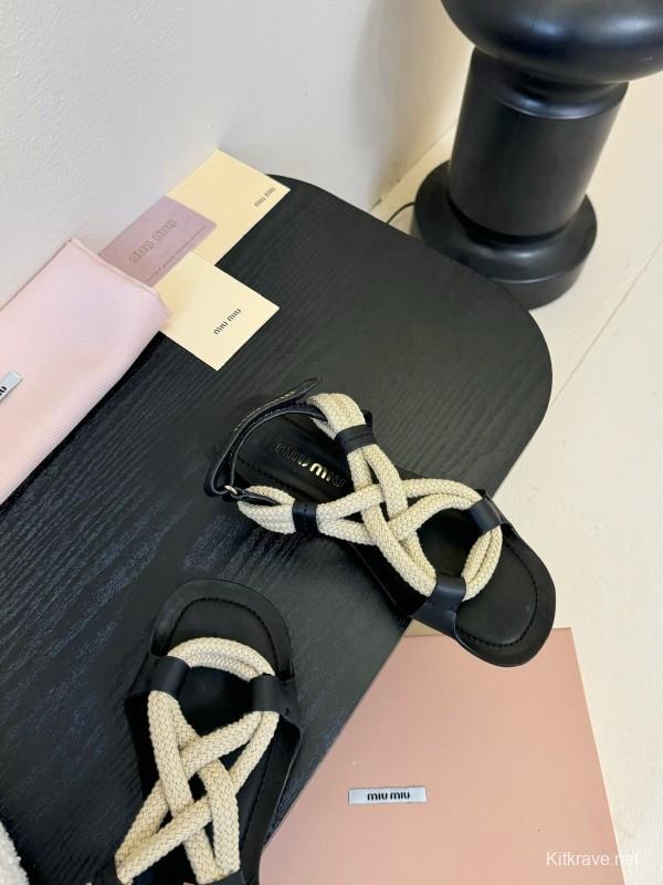 Miu 2025/SS Fashion Week Rope Woven Sandals - KFY00330