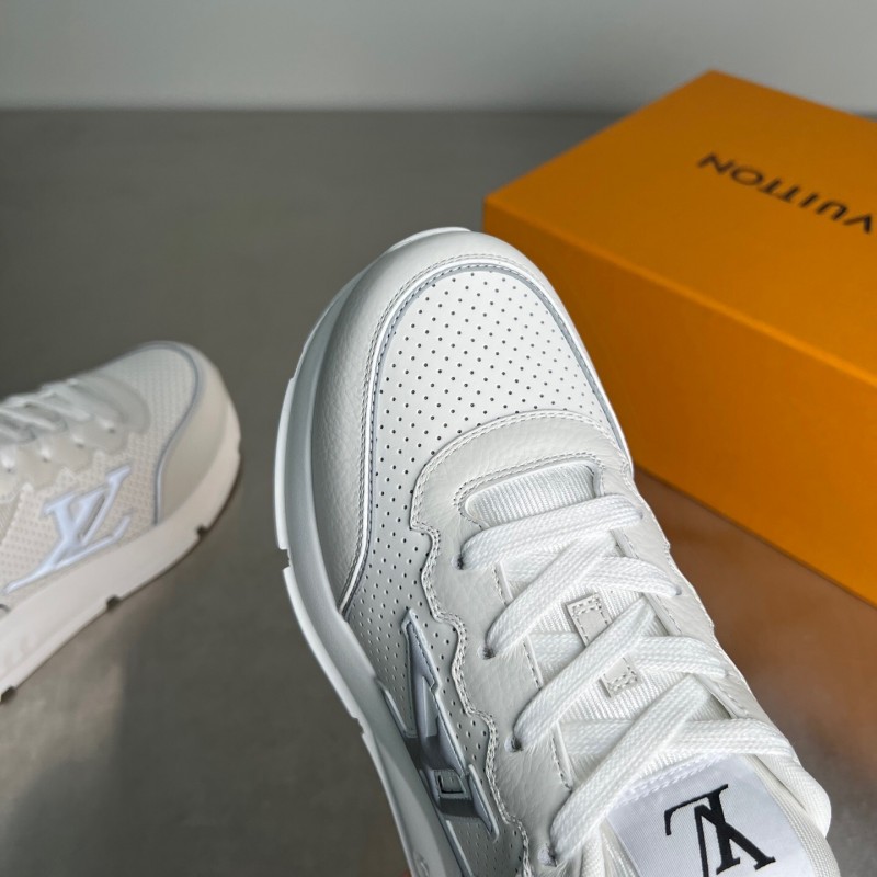 Lv Classic Leather Round Toe Lace-Up Low Top Casual Shoes - YC