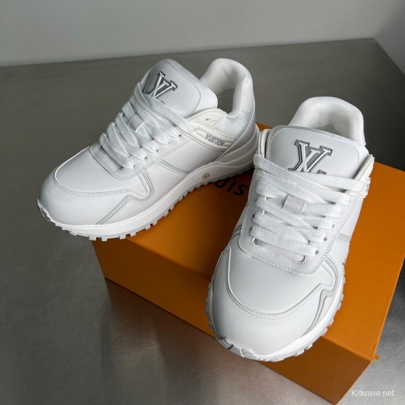 Lv Leather Round Toe Lace-Up Flat Low Top Casual Lifestyle Shoes - YC