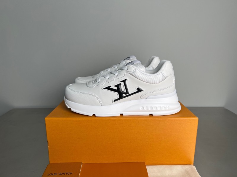 Lv Classic Leather Round Toe Lace-Up Low Top Casual Shoes - YC