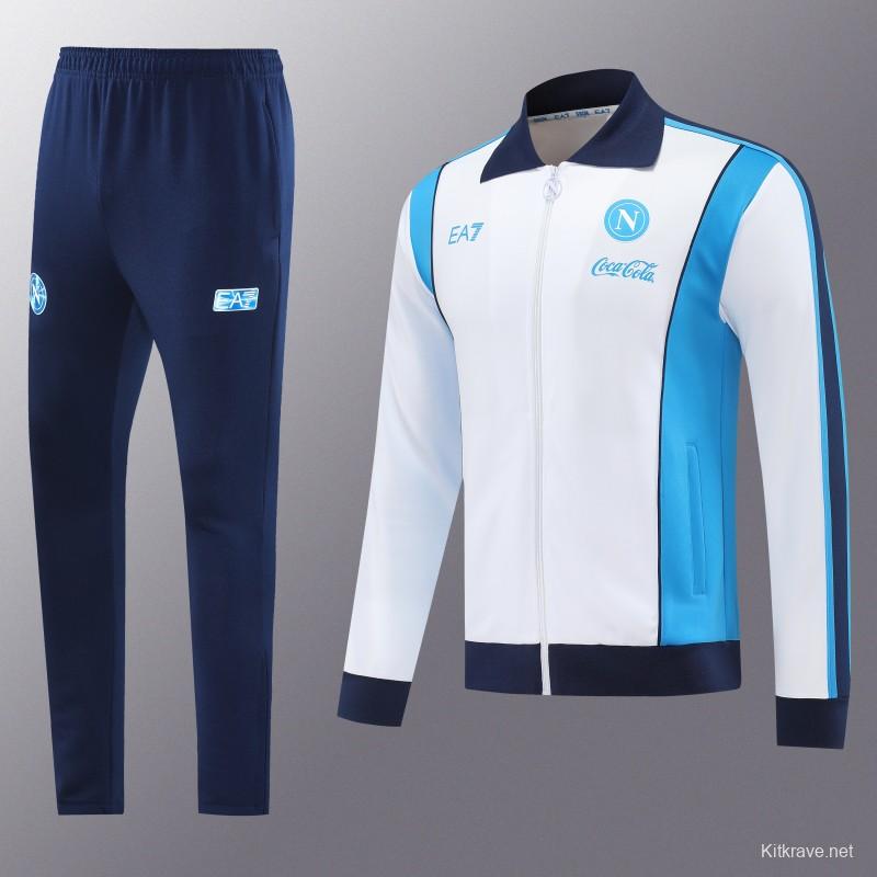 25/26 SSC Napoli White  Full zipper Jacket Tracksuit+ long pants