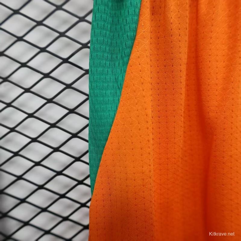 2026 Player Version Ivory Coast Orange with Green Side Panels Shorts