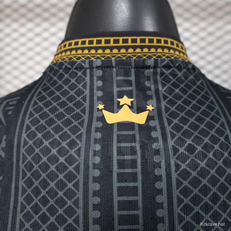 2026 Player Version Brazil Black with Gold Geometric Tribal Pattern Jersey