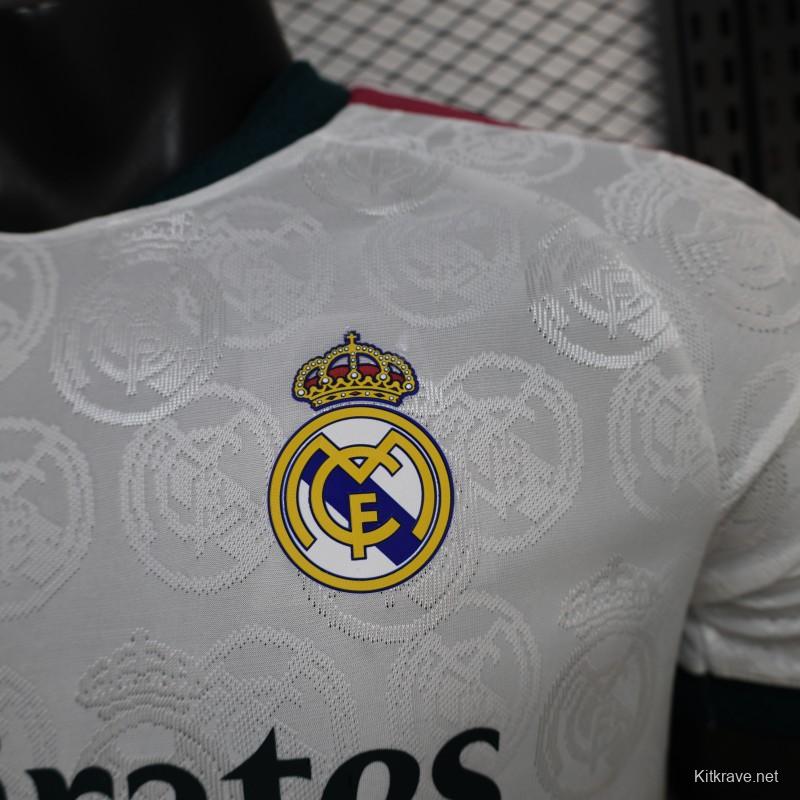 25/26 Player Version Real Madrid White with Subtle Crest Pattern Jersey