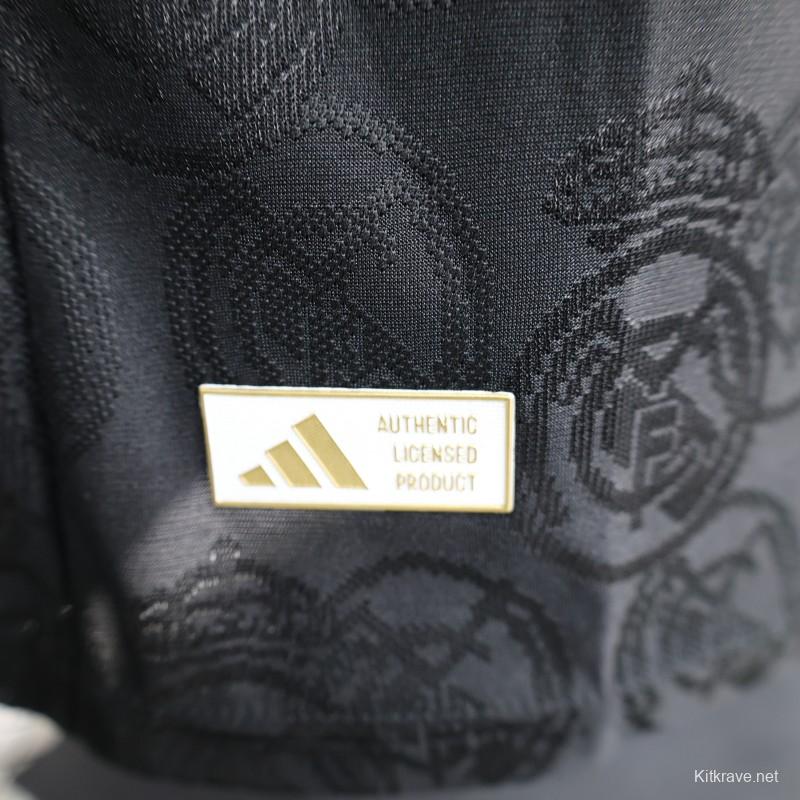 25/26 Player Version Real Madrid Black with Subtle Crest Pattern Jersey